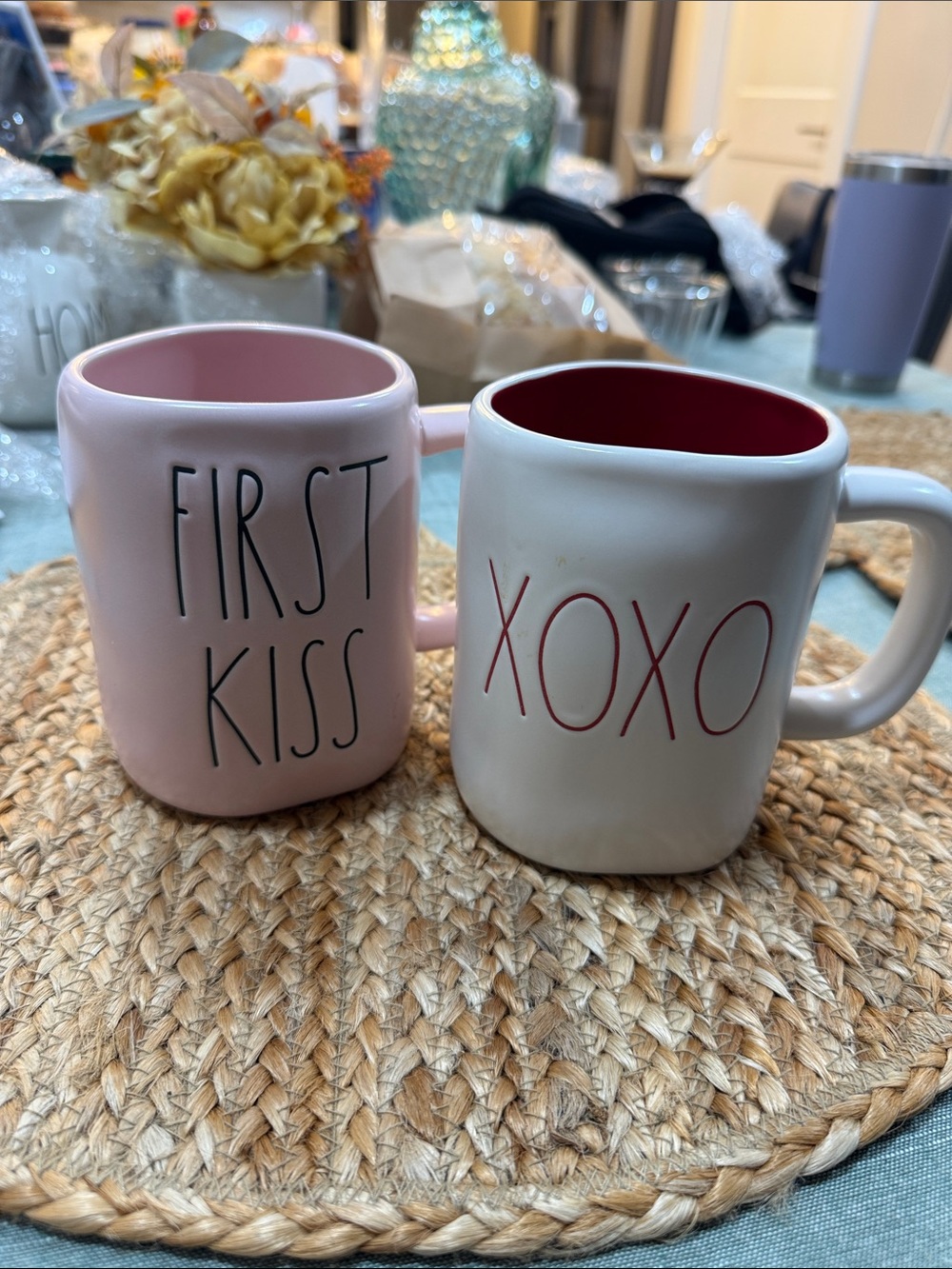 Rae Dunn Pink and Cream 'First Kiss' & 'XOXO' Mug Set
